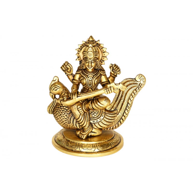 Goddess-saraswati-idol-in-brass